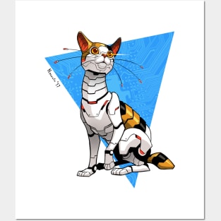 Cyborg Bobtail Cat Posters and Art